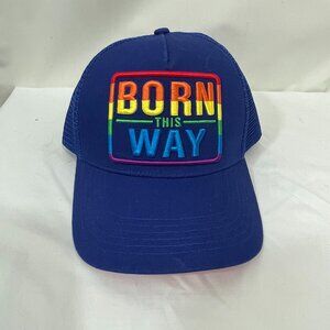 Born This Way Hat Mens Adjustable Snapback Blue Trucker Cap LGBTQ+ Rainbow Miami